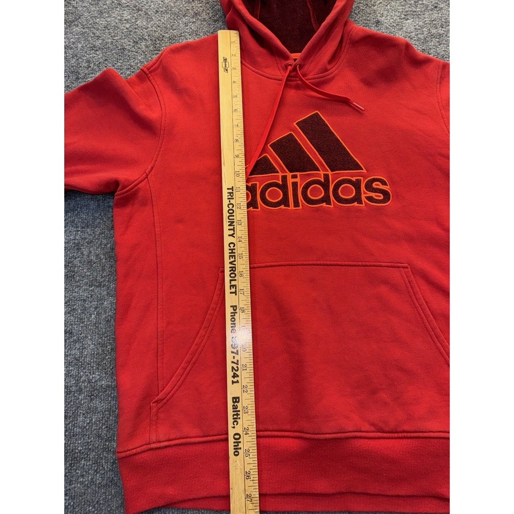 Adidas Hoodie Men's Size Large Red Pullover Fleece Logo Sweatshirt - Picture 11 of 11